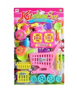 Cartoon shopping cart with tableware - OBL724683