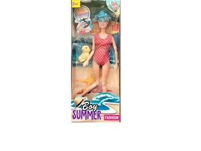 11.5 inch solid body 12 joint summer swimsuit barbie with the dog - OBL725347
