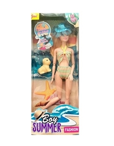 11.5 inch solid body 12 joint summer swimsuit barbie with the dog - OBL725349