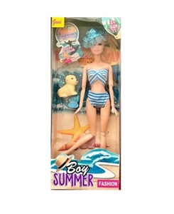 11.5 inch solid body 12 joint summer swimsuit barbie with the dog - OBL725350