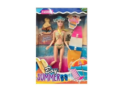11.5 inch solid body 12 joint summer swimsuit barbie take the dog with a surfboard - OBL725352
