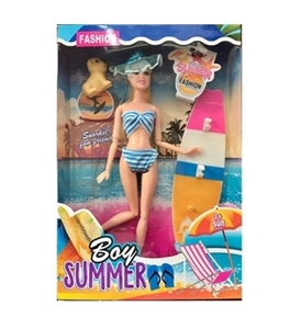 11.5 inch solid body 12 joint summer swimsuit barbie take the dog with a surfboard - OBL725353