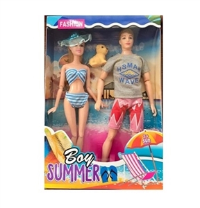 11.5 inch solid body 12 joint summer beach man barbie swimsuit double take the dog with a surfboard - OBL725357