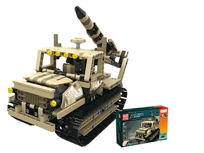 小颗粒拼装遥控积木履带武装火箭炮-装甲联盟陆战队(606/PCS,机身包电) - OBL725769
