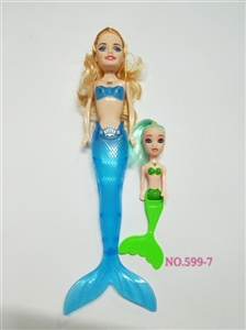 9 inches light mermaid with fish - OBL726055