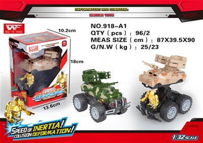 Inertia collision deformation robot anti-aircraft missile car (random color) - OBL726443