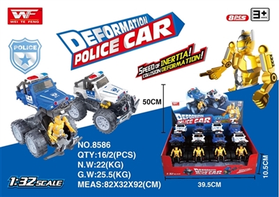 Inertia collision deformation robot fell to the police car (2 color into a box) - OBL726454