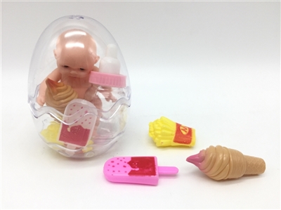 环保PVC球蛋12厘米搪胶睡娃带奶瓶24PC - OBL726538