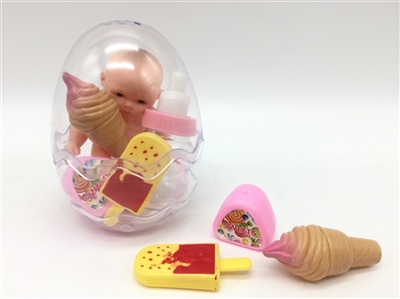 环保PVC球蛋12厘米搪胶毛绒睡娃带奶瓶24PC - OBL726539