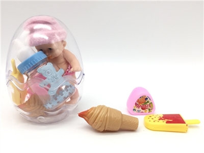 环保PVC球蛋12厘米搪胶毛绒睡娃带奶瓶24PC - OBL726540