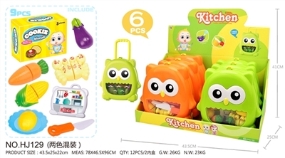 Tableware owl with large rolling suitcase (orange, green) - OBL727453