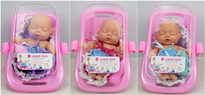 8寸搪胶睡娃配摇篮奶瓶三色混装 - OBL727668