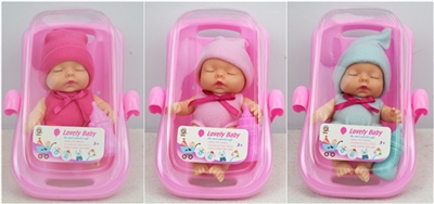 8寸搪胶睡娃配摇篮奶瓶三色混装 - OBL727669