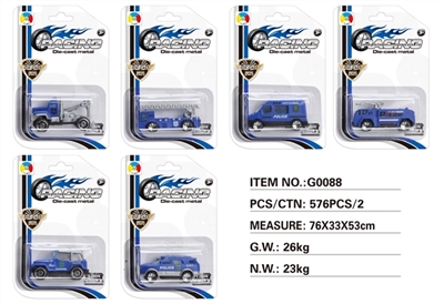 Single suction plate police alloy car (6) pack 2 D model - OBL728300