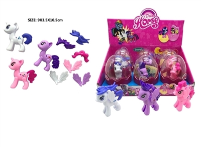 High-grade PVC large plastic egg assemble Ma Baoli with horse stickers three conventional 6 PCS - OBL730351