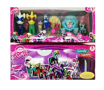 Two evade glue color horses take evade glue with two color dinosaurs on horse with medium color two  - OBL730375