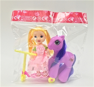 Solid body double horse three inches Dispensing clothes plus pony and scooter - OBL731306