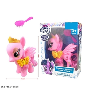 Evade glue super-sized crown with cartoon horse with light music butterfly butterfly comb - OBL733397