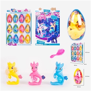 High quality PVC plastic olive big egg evade glue mermaid Ma Baoli with horse combs three 12 PCS - OBL733427