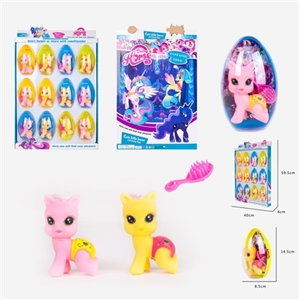 High quality PVC plastic olive big egg evade glue climb Ma Baoli comb 2 paragraph 12 PCS with horses - OBL733429