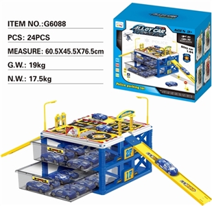 Receive a case with double police parking lot 1 2 only plastic alloy car - OBL733498