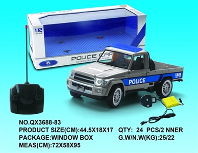 1：12单排皮卡四通遥控警车 带电带灯光音乐 - OBL733579