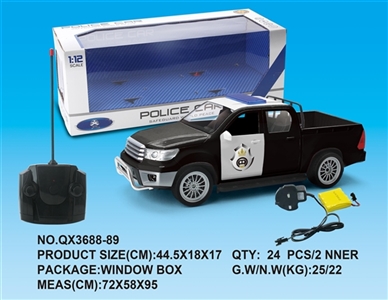 1：12双排皮卡四通遥控警车带电带灯光音乐 - OBL733585