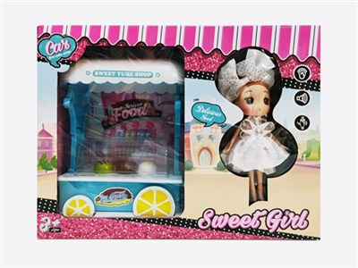 Doll house cake cart with light music belt - OBL734591