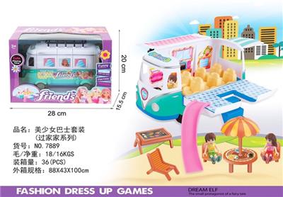 Bus with doll, beach chairs and tables suits - OBL739925
