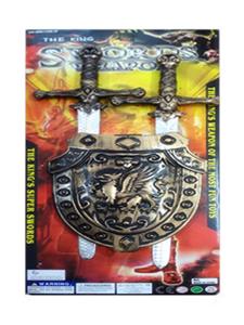 Bronze double sword and shield - OBL743208