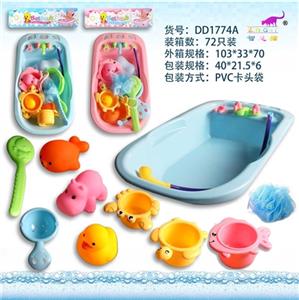 中号浴盆+3只搪胶+浴花+刷子+漏勺+3只叠叠乐+奶瓶 - OBL744011