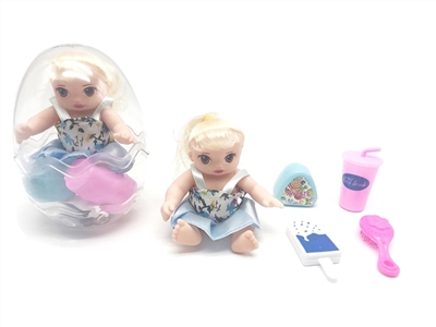 高档环保蛋6寸搪胶萌萌娃娃带餐具 - OBL745408