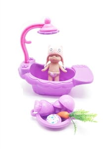 高档4寸搪胶天使睡娃宝贝带浴池带餐具 - OBL745419