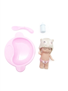 高档4寸搪胶天使睡娃宝贝带奶瓶带餐具 - OBL745422