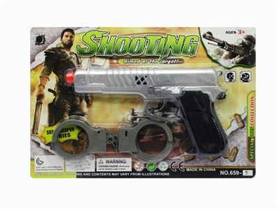 Spray silver flint gun with handcuffs - OBL747053
