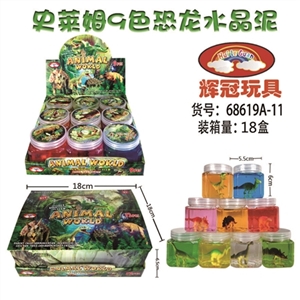Slime 9 color crystal mud dinosaur 9pcs - OBL748952