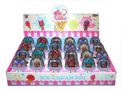 冰淇淋装（带香味） 搪胶可爱天使睡娃公仔带小奶瓶24PCS  6款6色混装 - OBL750050