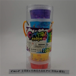 Slime 6 color plum flower crystal mud PVC tube mount (6 cans) - OBL750589