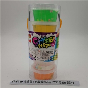 Slime 6 color butterfly crystal mud PVC tube mount (6 cans) - OBL750591