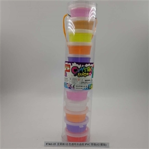 Slime 12 color PVC transparent crystal mud barrel packaging (12 cans) - OBL750597