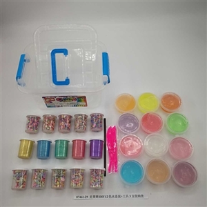 Slime DIY12 color crystal mud 3 receive a case tool (12 cans) - OBL750611