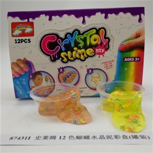 Slime 12 color crystal butterfly mud color box (12 cans) - OBL750628