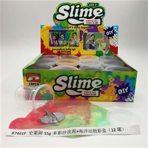 Slime 55 g and colorful sand skin color box (12 cans) mud sea animals - OBL750649