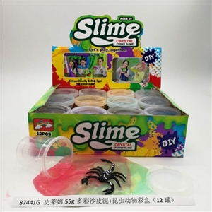 Slime 55 g and colorful sand skin color box (12 cans) mud insects animals - OBL750650