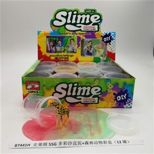 Slime 55 g and colorful sand skin mud forest animal color box (12 cans) - OBL750651