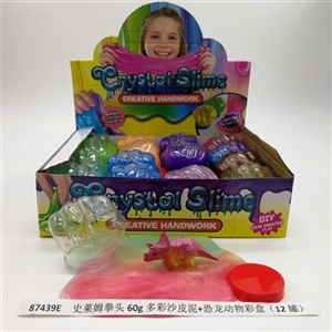 Slime fist 60 g and colorful sand skin color box (12 cans) mud dinosaurs animals - OBL750656