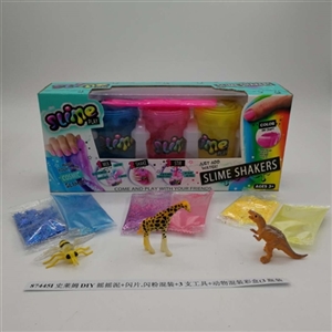 Flash powder mixed slime DIY shake flash mud. 3 tools animal mixed color box (3 bottles) - OBL750689