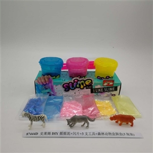 Slime DIY shake mud forest animal blades and three tools box foot box (3 bottles) - OBL750701