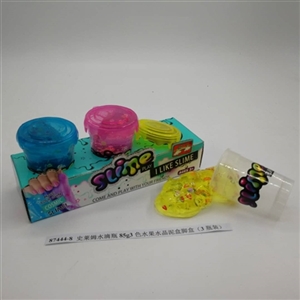 Slime water bottle 85 g3 color fruit crystal mud box foot box (3 bottles) - OBL750722