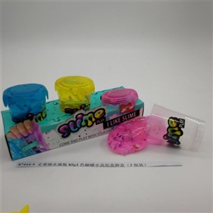 Slime water bottles of 85 g3 color crystal butterfly mud box foot box (3 bottles) - OBL750723
